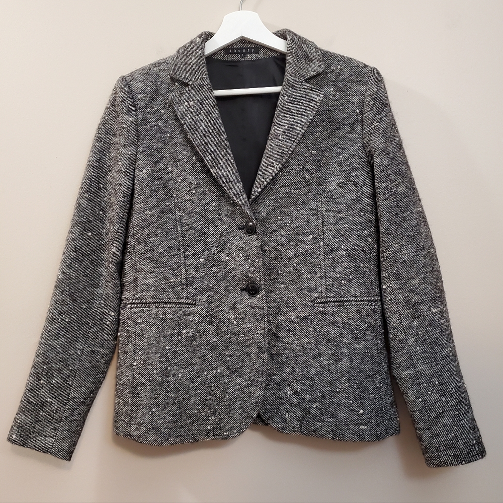 Theory - Wool and Alpaca Blend Heather Gray Blazer - Size 8